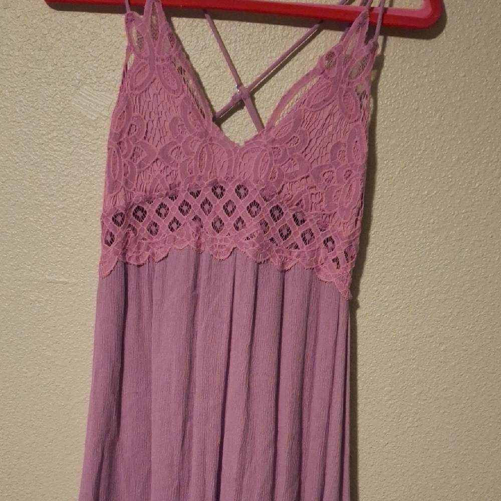 Lace Trim Lavender Dress la miel size L